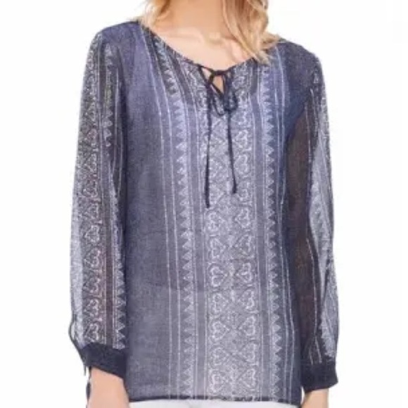 Vince Camuto Blue Puff Sleeve Blouse - Picture 8 of 8